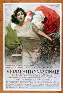 Italienische allegorische Illustration zum Nationalen Darlehen, ca. 1918