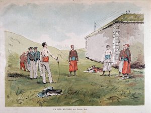 Ein militärisches Duell - Aquarell von Marius Roy, Musée Carnavalet von Marius Roy