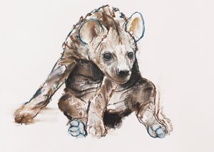 Hyänenjunges (Kopf unten), 2019 von Mark Adlington