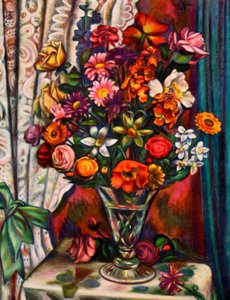 Stillleben mit Blumen in einer Silbervase von Mark Gertler