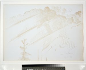 Berglandschaft mit Wolken und Bäumen