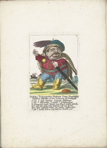 Der Zwerg Holloka Tschimitschko Buttiam Uran als Husar, ca. 1710 (Holloka Tschimitschko Buttiam Uran, Ragoßischer Hussarn-Obrister in der Garnison zu Neuheußl) (Il Callotto resurcitato oder Neu eingerichtes Zwerchen Cabinet) von Martin Engelbrecht (attributed to)