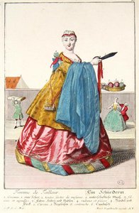 Die Frau des Schneiders, um 1735 von Martin Engelbrecht