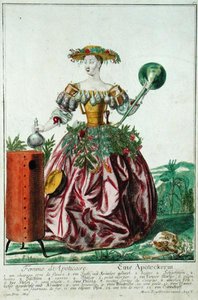 Die Frau des Apothekers, ca. 1735 von Martin Engelbrecht