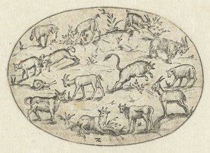 Oval mit dreizehn Ziegen von Martin Pleginck