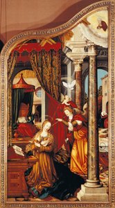 Die Verkündigung, vom linken Flügel des Altars von Wettenhausen von Martin Schaffner