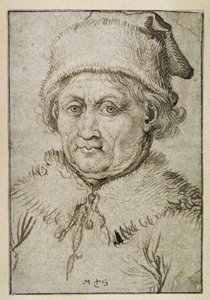 Brustbild eines alten Mannes mit Pelzkragen und Pelzmütze von Martin Schongauer