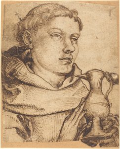 Büste eines Mönchs, der bei der Kommunion assistiert von Martin Schongauer