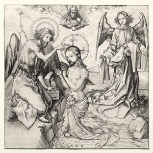 Die Taufe Christi im Jordan von Martin Schongauer