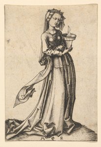 Die vierte kluge Jungfrau, aus der Serie Die klugen und törichten Jungfrauen, ca. 1435-1491 von Martin Schongauer