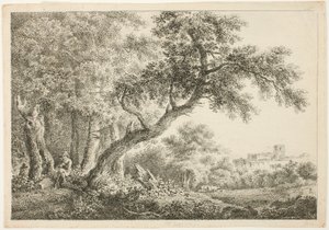 Wanderer ruht im Wald