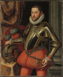 Porträt von Erzherzog Ernst von Österreich, Dreiviertellänge, in Rüstung, ca. 1580