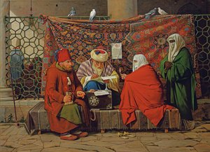 Ein türkischer Notar, der vor der Kilic Ali Pasha Moschee in Tophane, Konstantinopel, einen Ehevertrag aufsetzt von Martinus Rorbye