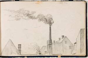 Stadtbild mit rauchenden Schornsteinen von Martinus Rørbye