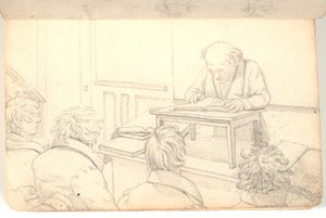 Innenraum der Akademie mit Vorleser und Zuhörern von Martinus Rørbye