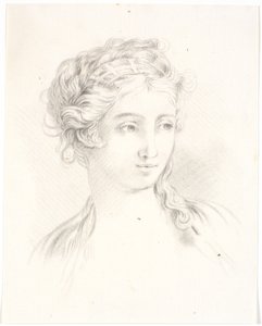 Frauenkopf im 3/4 Profil nach rechts von Martinus Rørbye