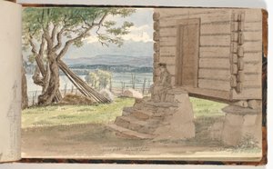 Landschaft mit Almhütte