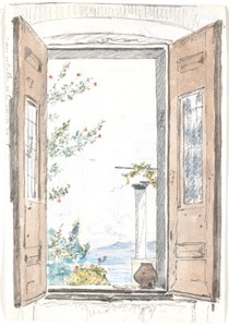 Aussicht durch ein Fenster auf Procida