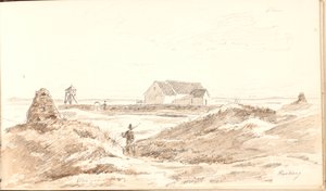 Dünenlandschaft bei der Kirche von Råbjerg von Martinus Rørbye