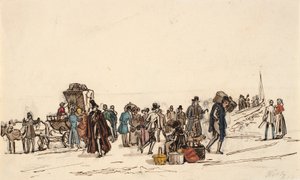 Studie zu "Die Schiffsbrücke in Horten im Christianiafjord" von Martinus Rørbye