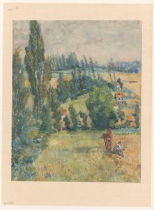 Landschaft mit ruhendem Bauer bei einem Pferd
