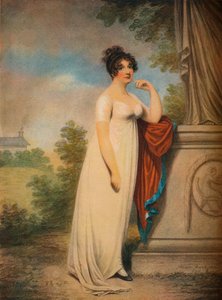 Mary Anne Clarke an der Basis einer Statue von Mary Anne Clarke