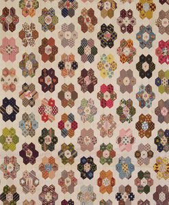 Detail einer Patchwork-Bettdecke