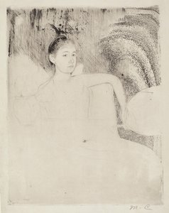 Mimi mit einem japanischen Fächer, ca. 1889 von Mary Cassatt