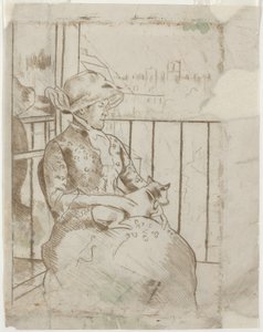 Susan auf einem Balkon, die einen Hund hält [verso], ca. 1883 von Mary Cassatt
