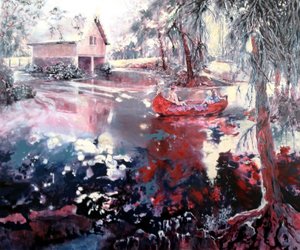 Elvaston-Bootshaus und See