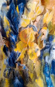 Goldene und blaue Iris von Mary Smith