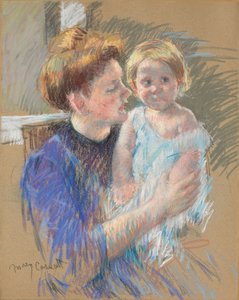 Mutter in Lila, die ihr Kind hält, ca. 1914 von Mary Cassatt