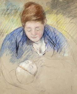 Frau beugt sich über Baby, ca. 1907