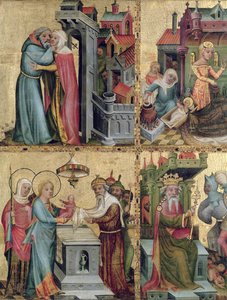 Treffen am Goldenen Tor und die Darstellung im Tempel, vom Buxtehude Altar, 1400-10
