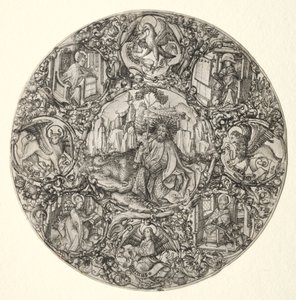 Johannes der Täufer umgeben von den Evangelisten und vier Vätern der lateinischen Kirche von Master ES
