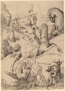 Heiliger Georg und der Drache von Master FVB and Israhel van Meckenem