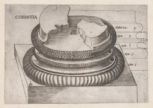 Speculum Romanae Magnificentiae: Korinthischer Sockel vom Tempel des Mars Ultor, Rom, ca. 1537 von Master GA