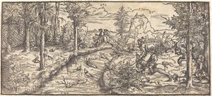 Hirschjagd in einer Landschaft von Master H.W.G.