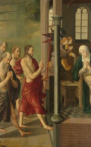 Tafel eines Altars mit Streit mit den Doktoren, auf der Rückseite Erscheinung Christi an seine Mutter