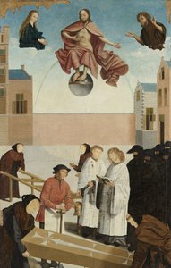 Die sieben Werke der Barmherzigkeit (Paneel eines Polyptychons mit den sieben Werken der Barmherzigkeit: das Begraben der Toten) von Master of Alkmaar