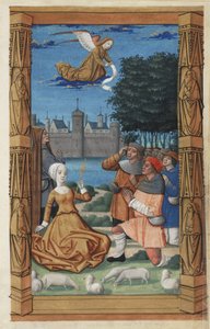 Verkündigung an die Hirten, aus einem Stundenbuch, ca. 1485