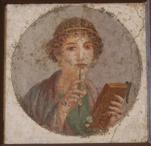 Eine junge Frau mit Buch und Griffel, sogenannte Sappho, ca. 50