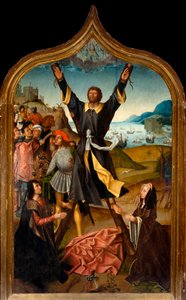 Triptychon: Das Martyrium des Heiligen Andreas von Master of San Lorenzo