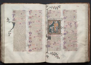 Das Gotha-Missale: Fol. 110r, Die Verkündigung, ca. 1375 von Master of the Boqueteaux