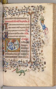 Stundenbuch von Karl dem Edlen, König von Navarra 1361-1425: fol. 260v, Johannes der Täufer, um 1405 von Master of the Brussels Initials and Associates