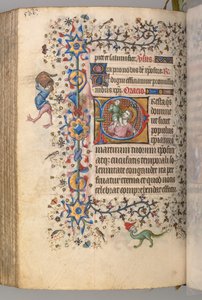 Stundenbuch von Karl dem Edlen, König von Navarra 1361-1425, fol. 277v, St. Christophorus, um 1405 von Master of the Brussels Initials and Associates