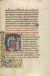Initiale C: Der Kaiser von Konstantinopel, der den Körper des Heiligen Antonius einweiht