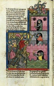 Einnahme einer Burg in Jerusalem aus der Weltchronik von Rudolf von Ems von Master of the Chronicle of the