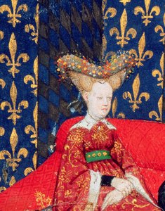 Isabeau von Bayern, Königin von Frankreich (1371-1435), aus den Gedichten von Christine de Pisan, c.1410-15 (Pergament) (Detail)