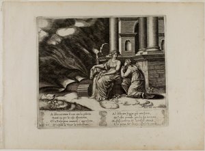 Proserpina gibt Psyche die Büchse der Schönheit von Master of the Die
